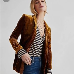 Velvet caramel colored oversized boyfriend blazer